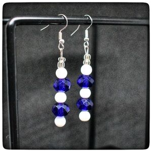 Blue and White Earrings